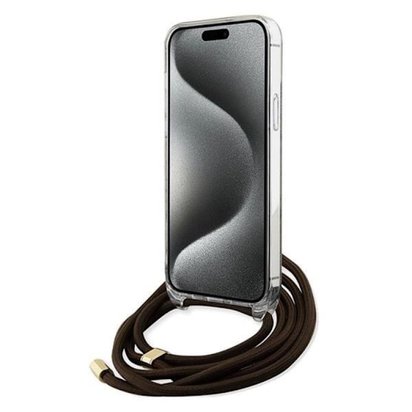 Guess iPhone 15/14/13 Mobilskal Crossbody Cord Print - Brun