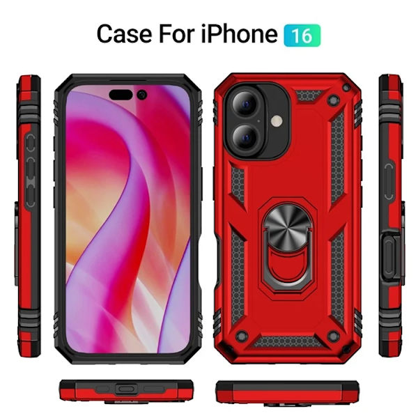 Mobilskal till iPhone 16 med Kickstand - Röd Röd