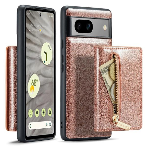 DG.MING M3 Series Konstläder Plånboksfodral för Google Pixel 7a - Roséguld