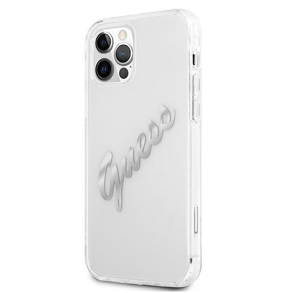 Guess Vintage Script Silver Skal iPhone 12 Pro Max - Transparent Silver