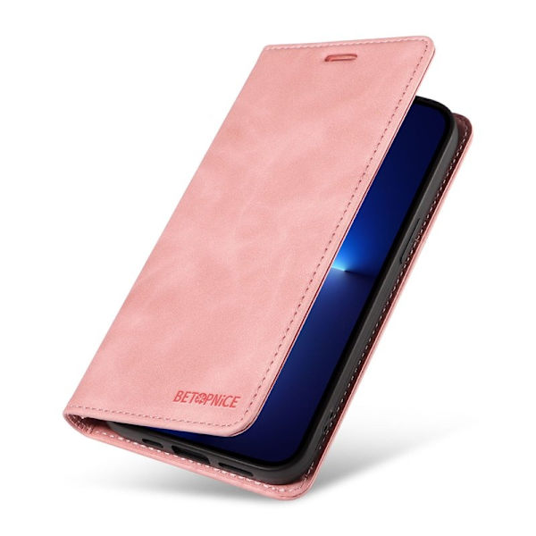BETOPNICE 003 iPhone 12 Pro Max Plånboksfodral Konstläder - Rosa