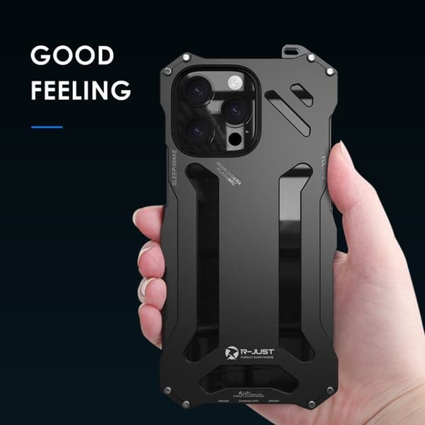 R-JUST Mobilskal till iPhone 16 Pro Max Aluminium Legering Svart