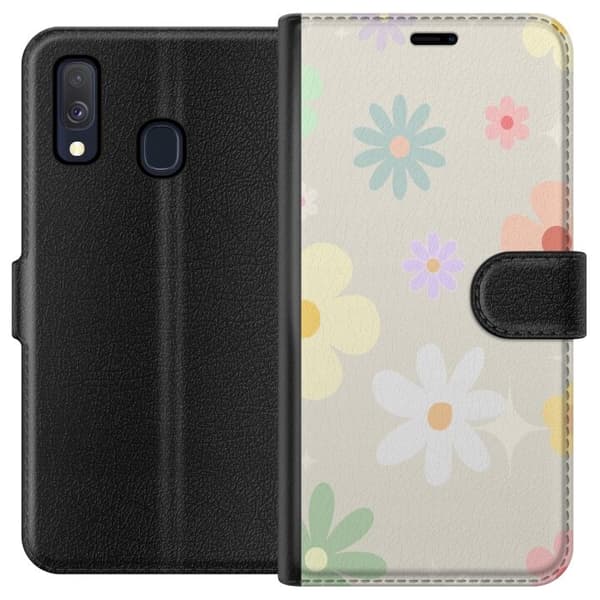 Plånboksfodral till Samsung Galaxy A40 med fejdande blommor