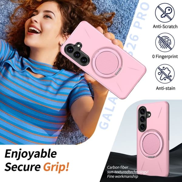 Mobilskal till Samsung Galaxy S26 Magnetiskt TPU + PC Baksida med Ställ - Rosa