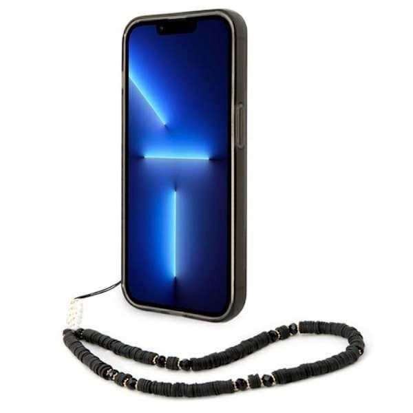 GUESS iPhone 14 Pro Max Skal Translucent Pearl Strap - Musta Black