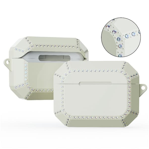 Airpods Pro 2 Skal Rhinestone Shockproof - Solid Vit Vit