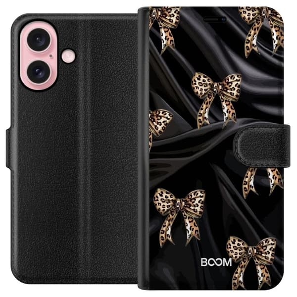 Apple iPhone 16 Pung Taske med Leopard Sløjfe