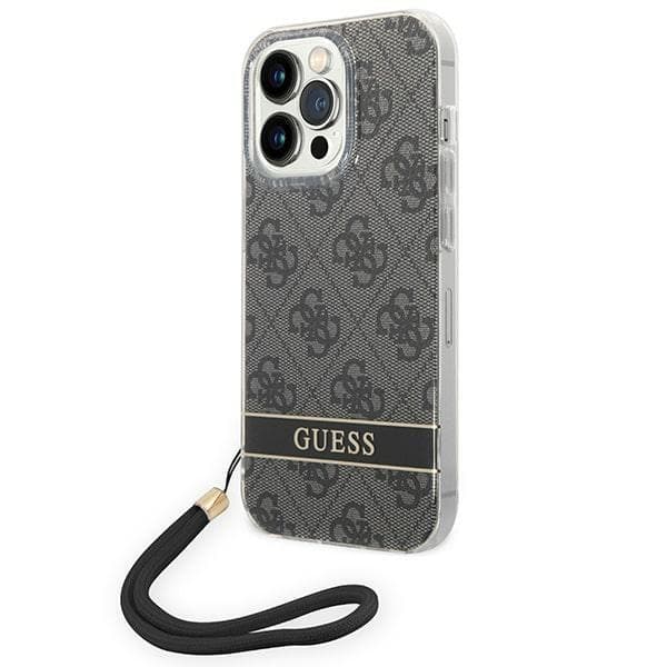 GUESS iPhone 14 Pro Skal 4G Print Strap - Musta Black