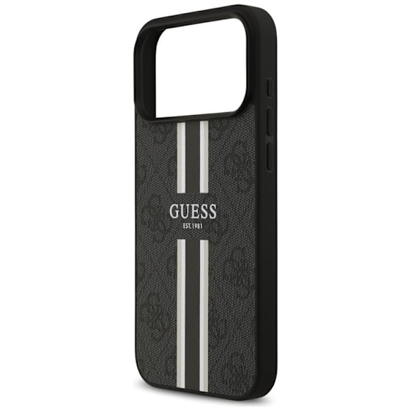Guess telefontaske til iPhone 17 Pro Max MagSafe 4G trykte striber - sort Svart