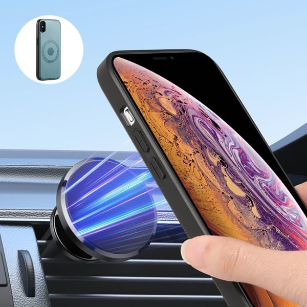 DENIOR Mobilskal till iPhone X / XS i äkta läder med kortfack - Blå