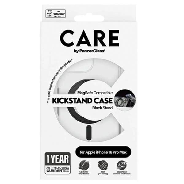 CARE By PanzerGlass Telefontaske til iPhone 16 Pro Max MagSafe Kickstand - Sort Black