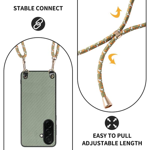 Mobilskal för Samsung Galaxy S26 Plus Kolfiber Hybrid med Rem - Grön