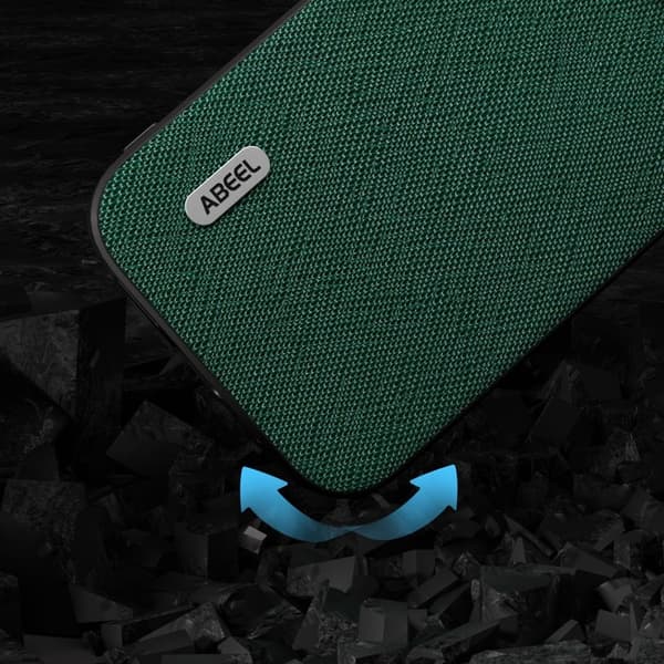 ABEEL Mobilskal till iPhone 14 Cross Texture Äkta Läder och TPU - Grön