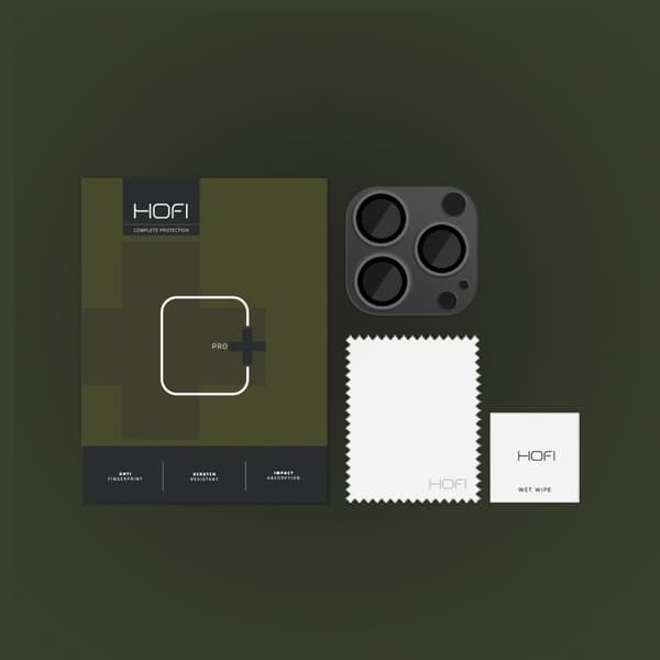 HOFI iPhone 14 Pro/14 Pro Max Kameralinsebeskyttelse i Hærdet Glas Full Black
