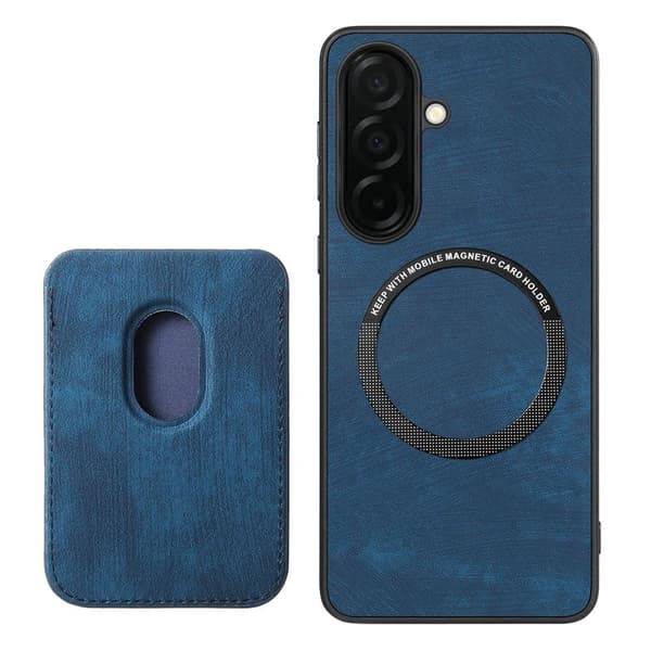 Mobilskal för Samsung Galaxy S26 Plus Magnetiskt Konstläder + TPU - Blå