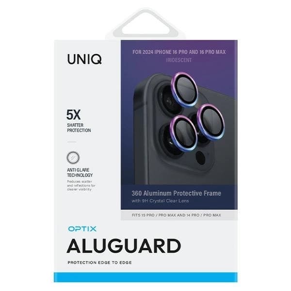 UNIQ iPhone 16 Pro/16 Pro Max Kameralinsskydd Härdat Glas Optix - Iriserande