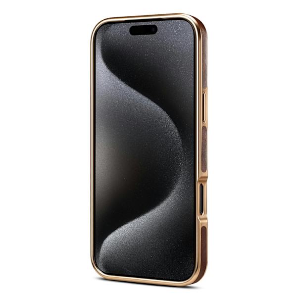 DENIOR Mobilskal till iPhone 17 Pro Max Äkta Läder Electroplating - Brun Brun