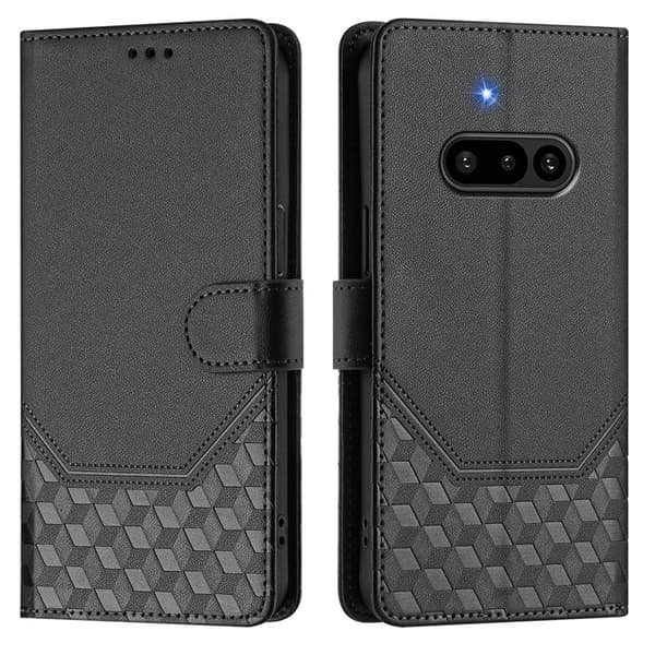 Nothing Phone (3a) Plånboksfodral Imprinted Honeycomb RFID Svart
