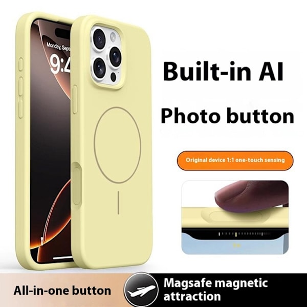 Mobilskal till iPhone 16 Pro Max MagSafe Liquid Silikon Microfiber - Gul Gul