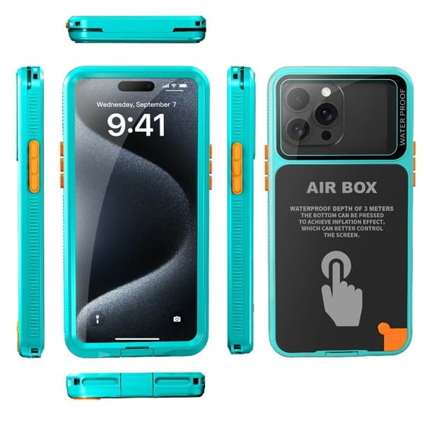SHELLBOX Air Box Series Mobilskal till iPhone 15 Pro Max Vattentålig Blå