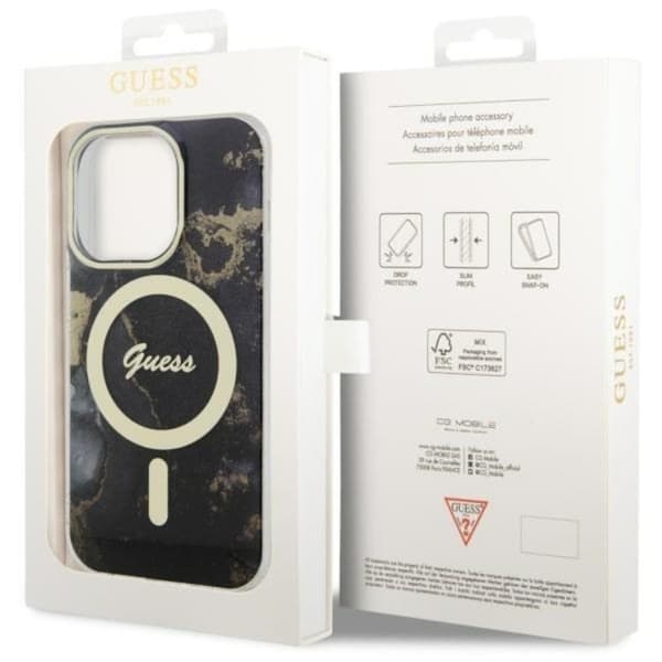 Guess Mobilskal till iPhone 14 Pro Max MagSafe Guld Marble - Svart Svart