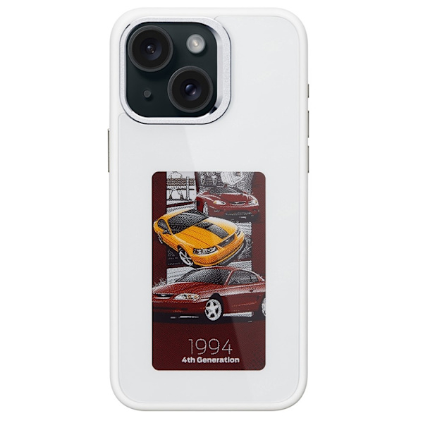 Mobilskal till iPhone 15 E Ink 4-Color Display Customized - Vit Vit