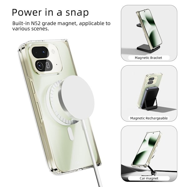 ABEEL Mobilskal till Google Pixel 10 Pro Fold Transparent PC Anti-Rip