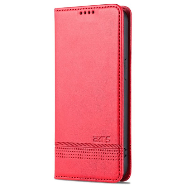 AZNS iPhone 16 Pro Max Plånboksfodral Folio Konstläder - Röd