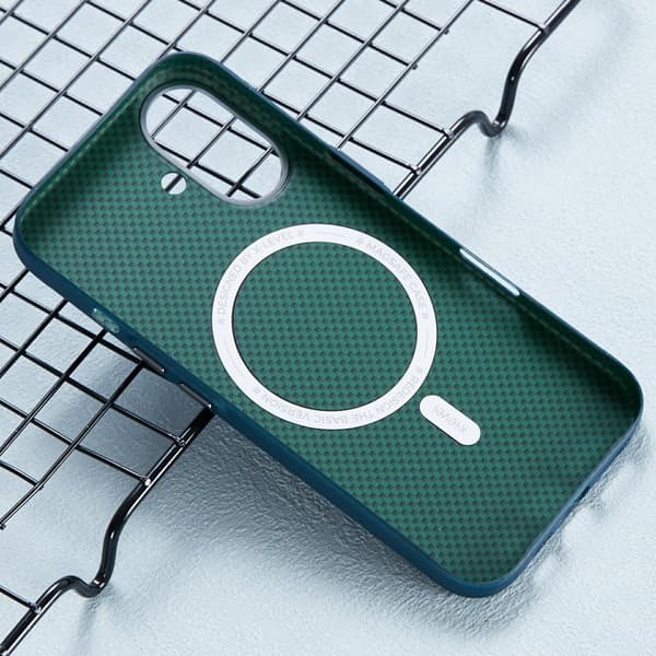 X-LEVEL Mobilskal till iPhone 16 MagSafe Kolfiber + Metallram Blå