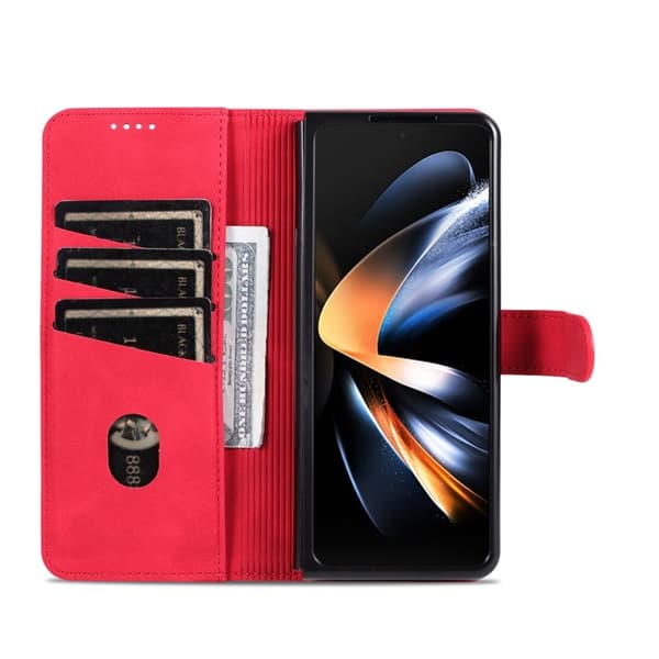 AZNS Samsung Galaxy Z Fold5 Plånboksfodral Konstläder - Röd