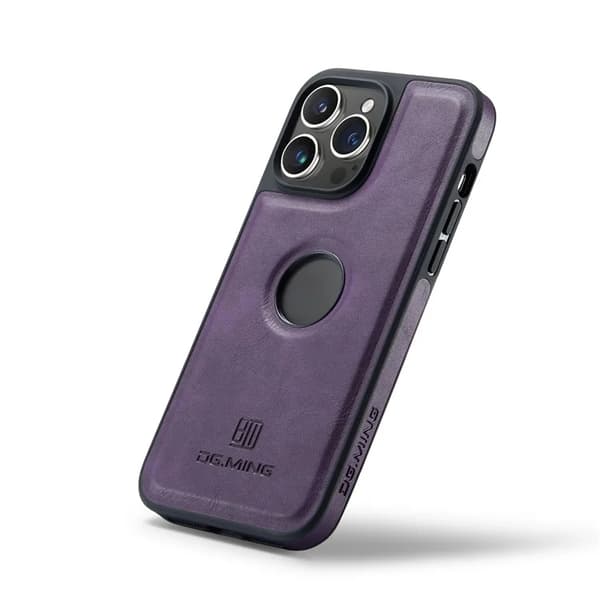 DG.MING Mobilskal till iPhone 16 Pro Anti-Drop Läder - Lila