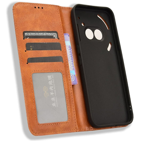 Nothing Phone (2a) Plus Plånboksfodral Retro Kickstand - Brun Brun