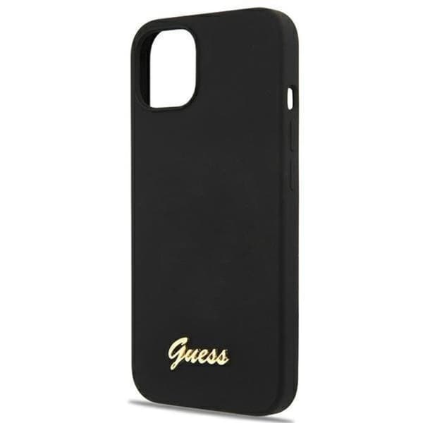 Guess iPhone 13 Skal Magsafe Silicone Script Guld Logo - Svart Svart