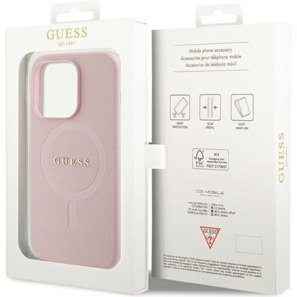 Guess Mobilskal till iPhone 13 Pro Max Magsafe Saffiano - Rosa Rosa