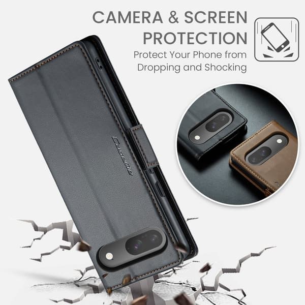 CASEME Plånboksfodral Konstläder för Google Pixel 10 Pro - Svart