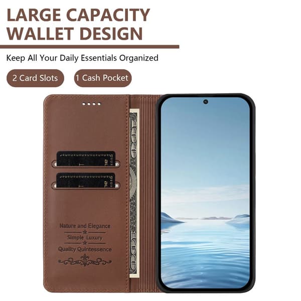 Plånboksfodral för Samsung Galaxy S26 Plus Konstläder RFID - Brun
