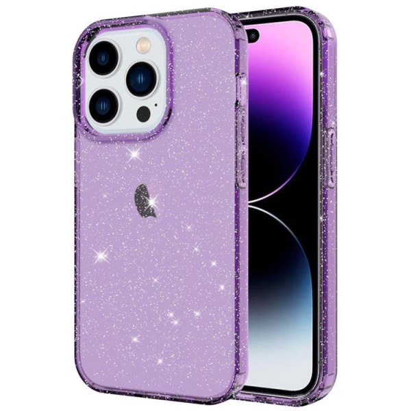 iPhone 14 Pro Max Cover Glitter Powder - Gennemsigtig Lilla