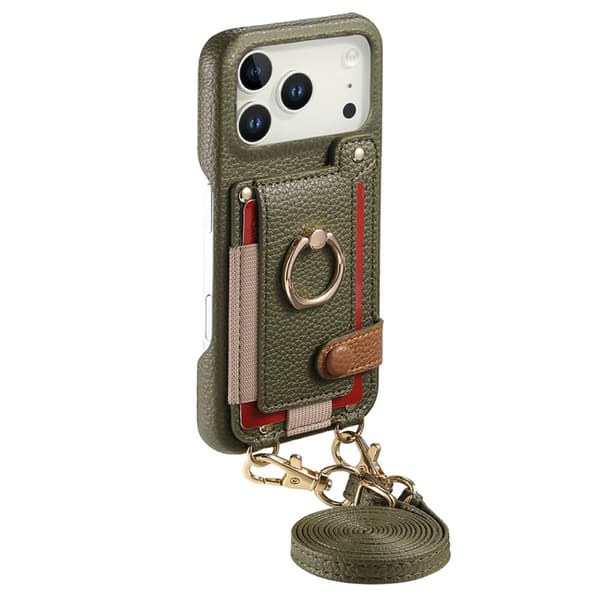 Mobilskal till iPhone 17 Pro Max med Korthållare Ring Kickstand - Grön Grön