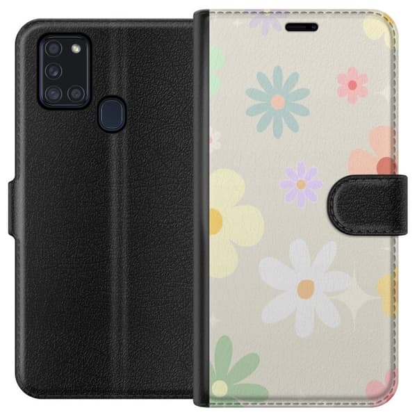 Pung Taske til Samsung Galaxy A21s med fejende blomster