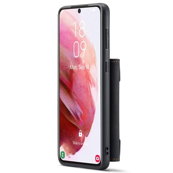 DG.MING Konstläder Plånboksfodral för Samsung Galaxy S22+ 5G - Svart