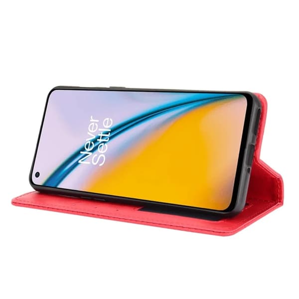 OnePlus Nord 2 5G Plånboksfodral Retro Style Flip Stativ Röd