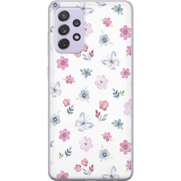 Telefonetui til Samsung Galaxy A52s 5G med blomster og sommerfugle