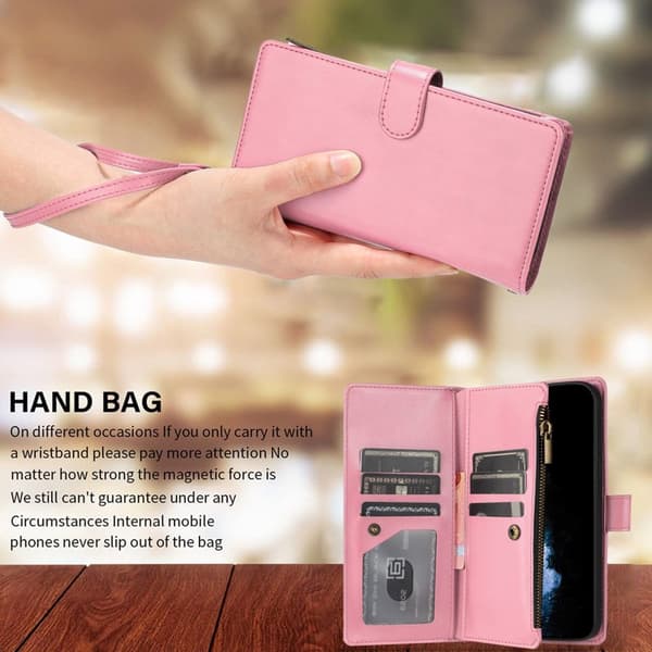Plånboksfodral för Samsung Galaxy S26 Plus Konstläder Stativ - Rosa
