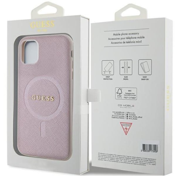 Guess iPhone 11/XR Mobilskal Magsafe Saffiano - Rosa