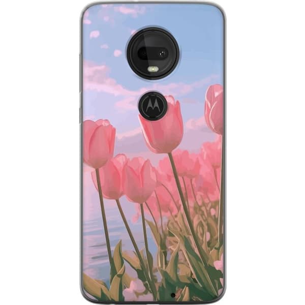 Mobiletui til Motorola Moto G7 med Lyserøde Tulipaner