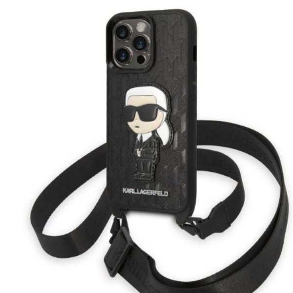 Karl Lagerfeld iPhone 14 Pro -kotelo kaulakorulla Ikonik Patch - Sv