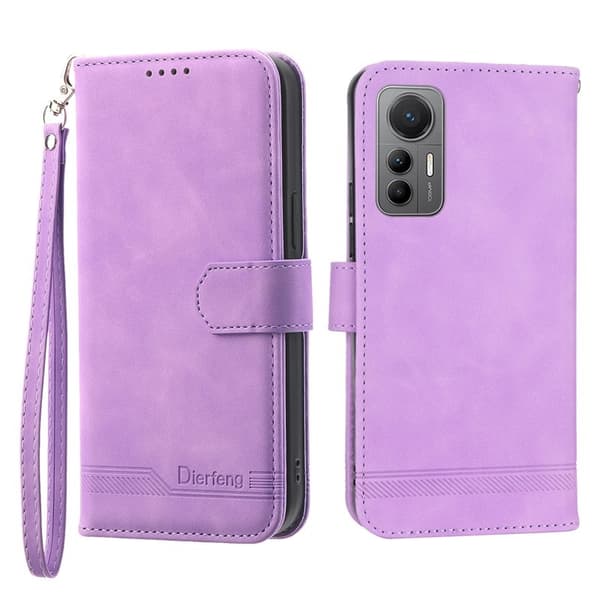 DIERFENG DF-03 för Xiaomi 12 Pro 5G Plånboksfodral Konstläder - Lila