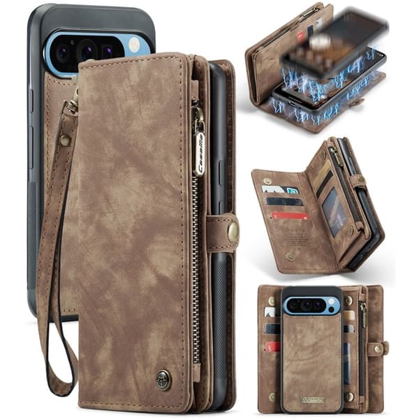 CASEME Plånboksfodral Konstläder till Google Pixel 9 Pro XL - Brun