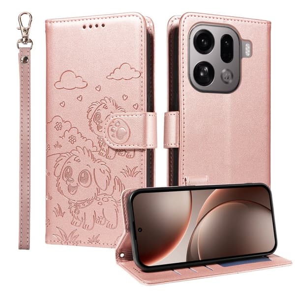 Oppo Find X9 Pro 5G Plånboksfodral Konstläder RFID Skydd - Rosa