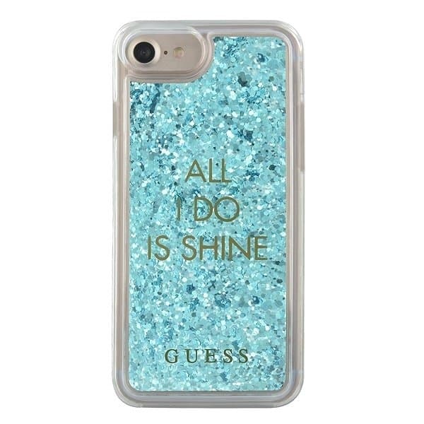 Guess Taske til iPhone 6/7/8/SE 2020 Liquid Glitter Party - Blå Blue